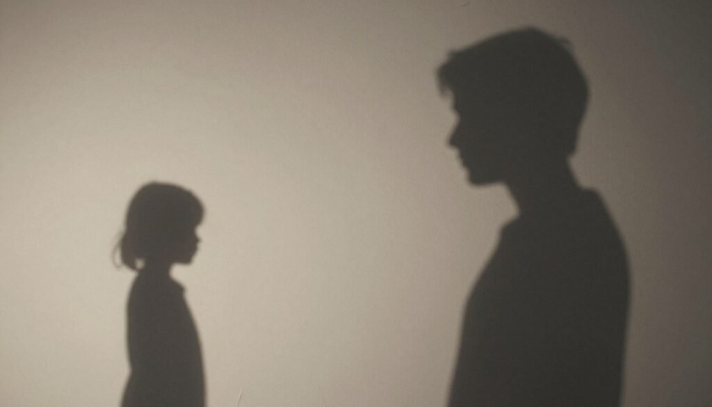 Conceptual image representing childhood trauma contributing to adult monophobia disorder