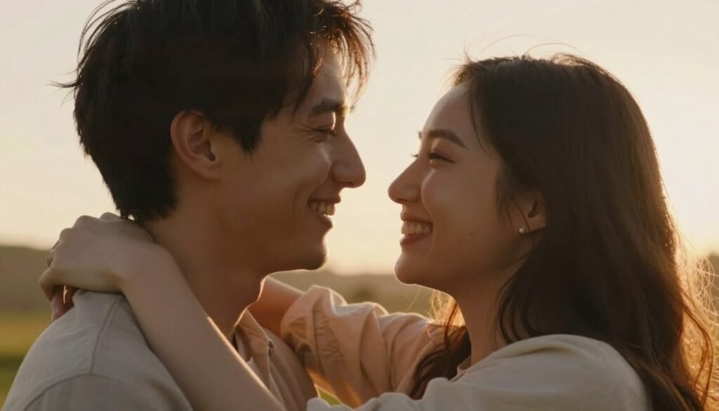 Couple smiling together after overcoming fear showing hope for healthy relationships