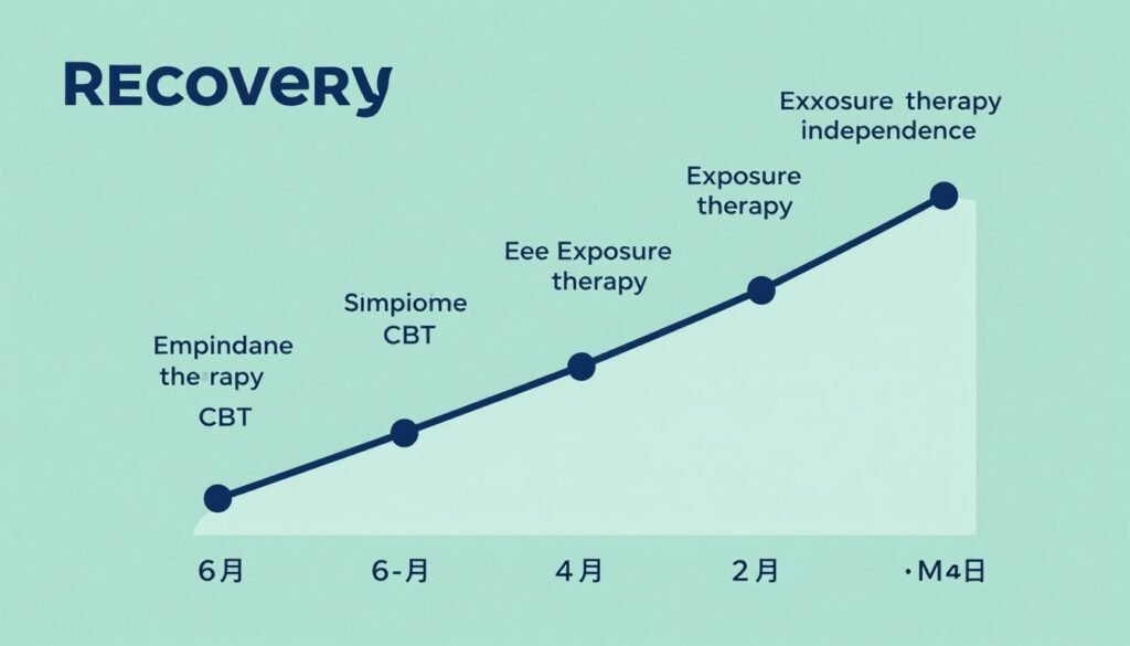 Graph showing recovery progress timeline for people overcoming phobia through treatment
