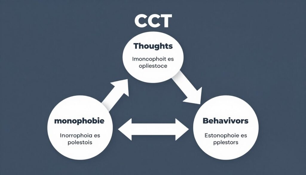 Illustration of cognitive behavioral therapy process for treating specific phobia