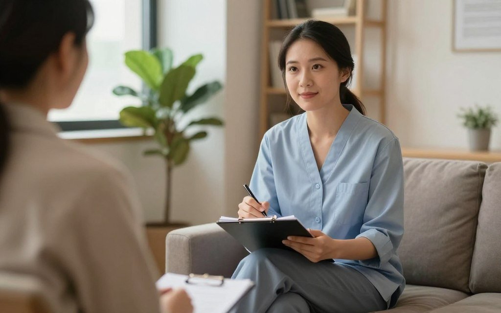 Mental health professional conducting therapy session for anxiety disorder treatment