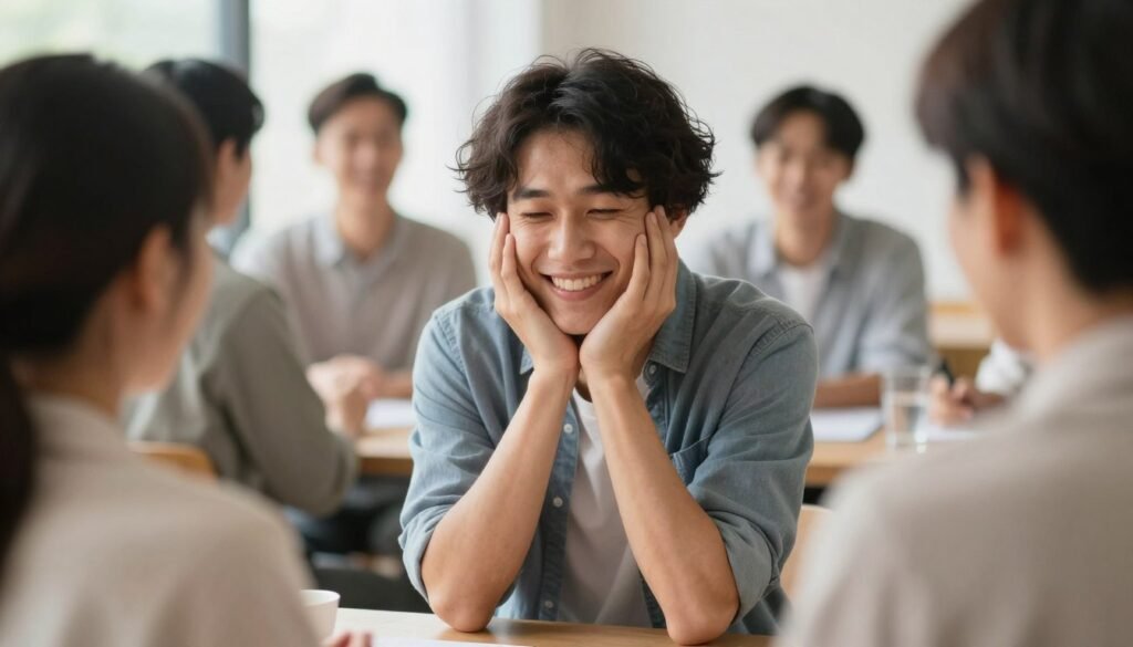 Person confidently engaging in social activities showing recovery progress