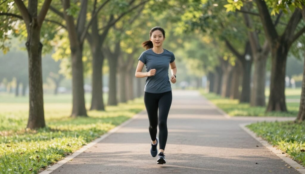 Person jogging outdoors for exercise to reduce overall anxiety levels