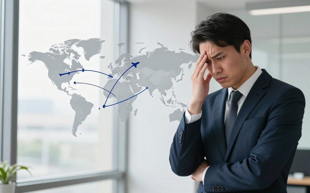 Person missing opportunities due to fear of flying phobia