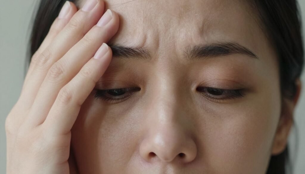 Person showing signs of anxiety and stress from lack of sleep