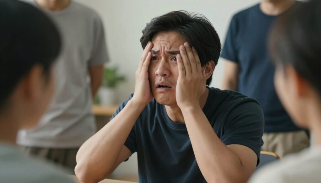 Person successfully managing phobia and engaging in previously feared activity