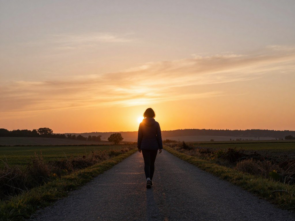 Person walking toward sunrise representing hope and new beginning in overcoming relationship fear