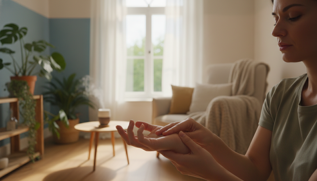 Stimulating specific pressure points for calm