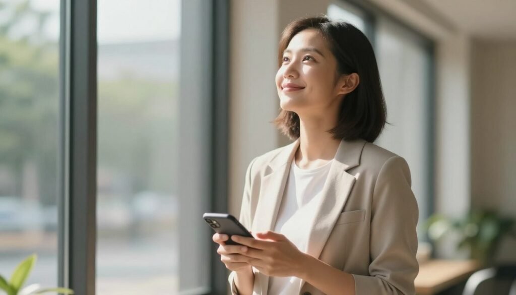 person feeling empowered and ready to face phone conversations