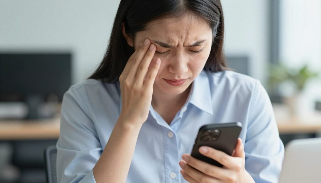 person showing physical symptoms of phone anxiety